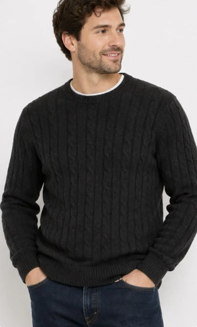 Banana Republic Men’s Large 100% Cashmere Sweater Black Cable Knit Crewneck